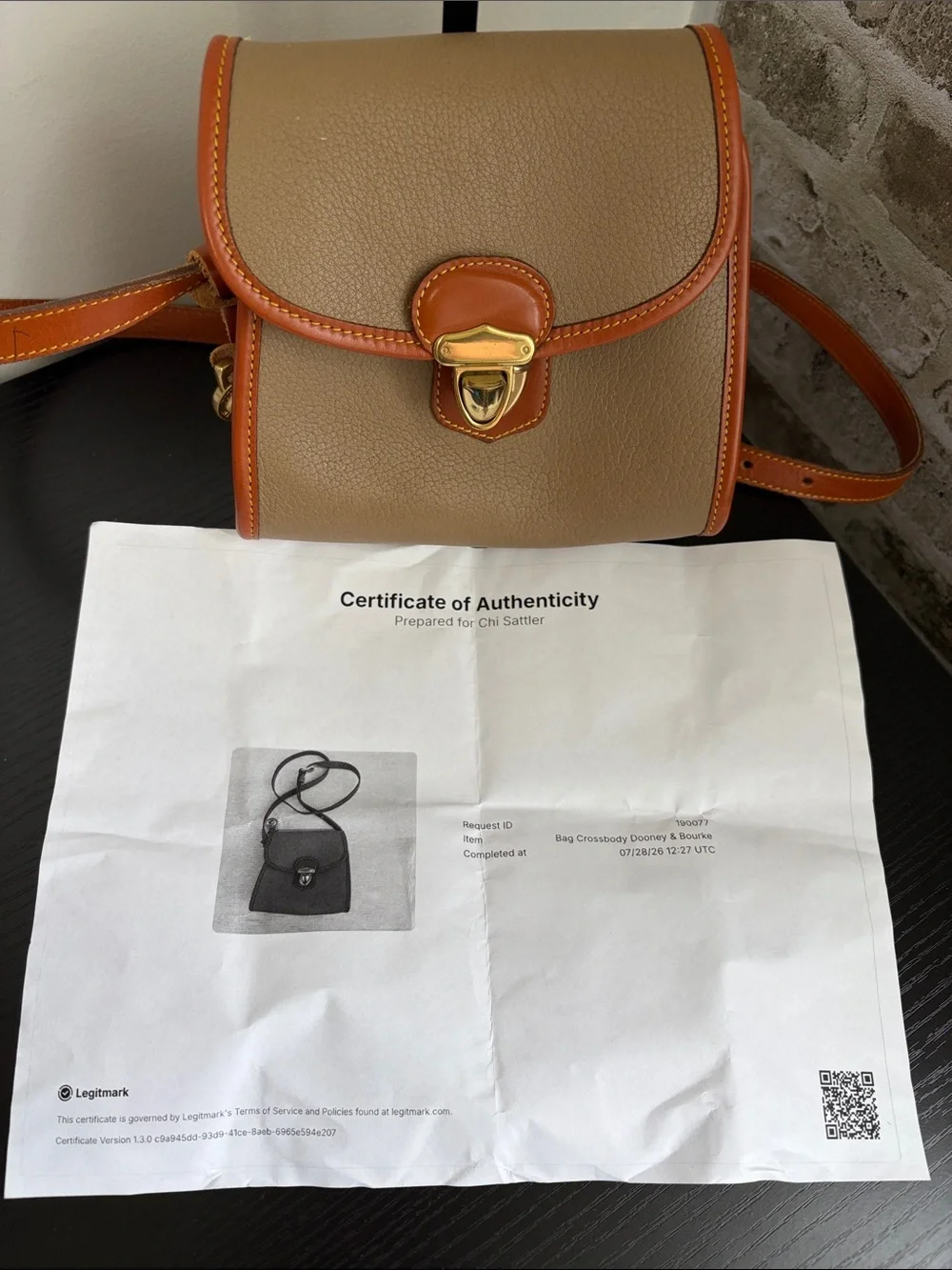Dooney & Bourke Classic Tan Crossbody Shoulder Bag - Brown & Tan COA